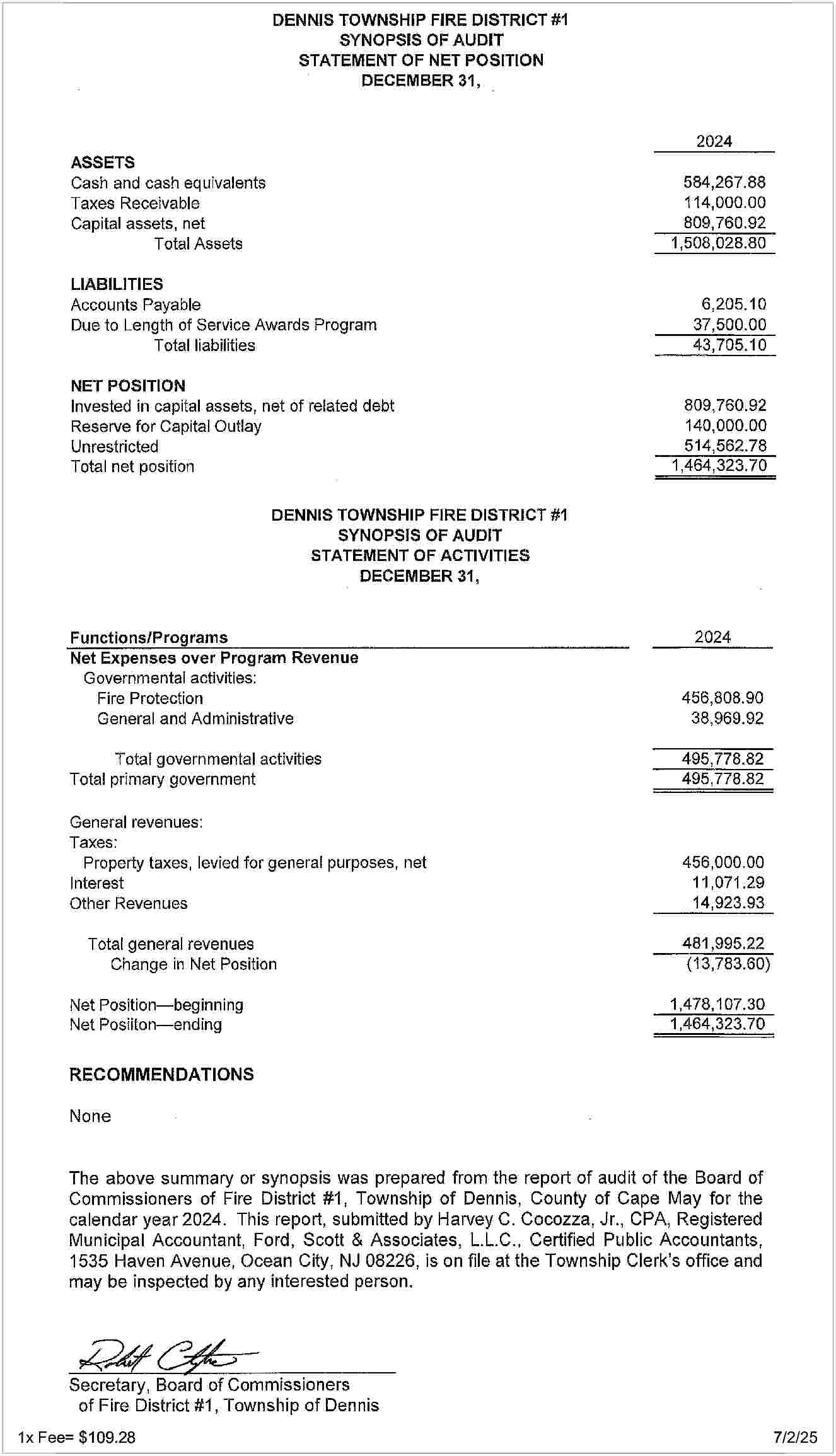 1x Fee= $109.28							7/2/25 <br> <br>  1x Fee= $109.28							7/2/25     