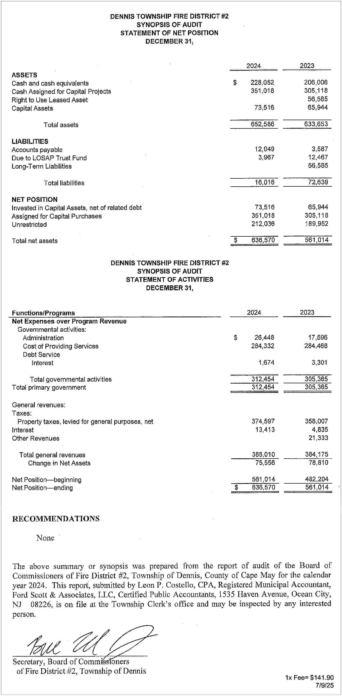 1x Fee= $141.90 <br>7/9/25 <br>  1x Fee= $141.90  7/9/25     